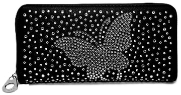 Rhinestone Butterfly Design Accordion Wallet